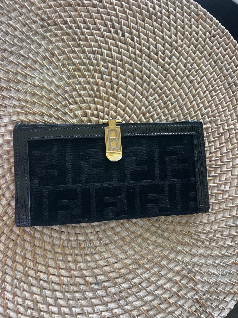 Vintage Fendi Zucca black FF monogrammed wallet